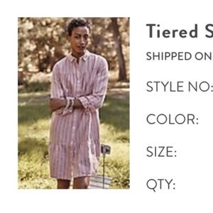 J. Jill Love Linen Pink Tulip Multi-Tier Shirt Dress